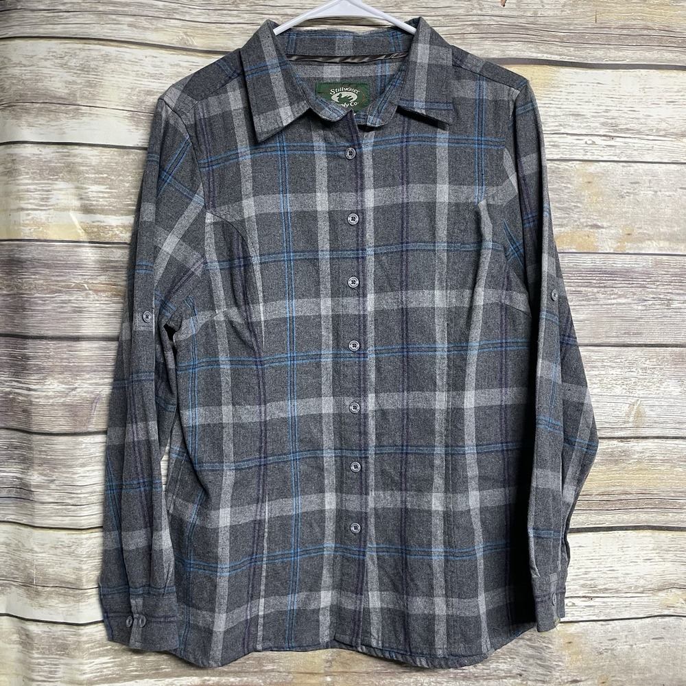Stillwater Supply Co‎ Long Sleeve Fishing Shirt Men's Size Medium Gray Plaid